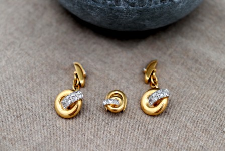  Botões de punho com abotoadura em ouro e platina com diamantes (19) 